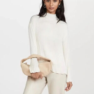 VINCE | Ivory Rib Mock Neck Long Sleeve Blouse (M)